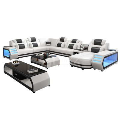 European Modern Living Room Furniture Leisure Genuine Leather Sectional Corner L