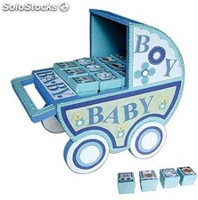 Expositor carro baby azul + 24 cajitas baby