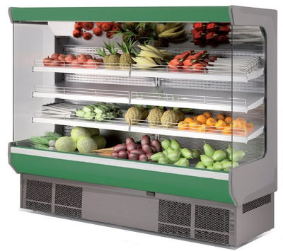 Expositor mural refrigerado para frutas y verduras.