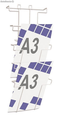 Expositor para folletos de pared 5 departamentos A3. Color blanco - Sistemas