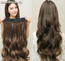 Extensiones cabello clips pelo natural ondulado rizado mullido largo 60cm mujer