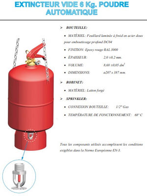 Extincteur vide 6 Kg. Poudre automatique