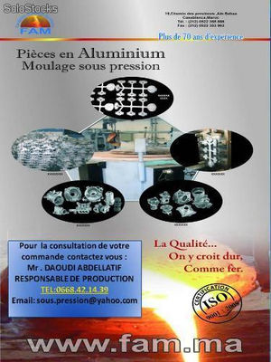fabrication des pièces en aluminium/zamak/ laiton par sous pression