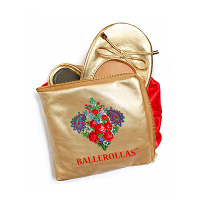 Faltbare Ballerinas Ballerollas - faltbare Wechselschuhe zum Mitnehmen - gold