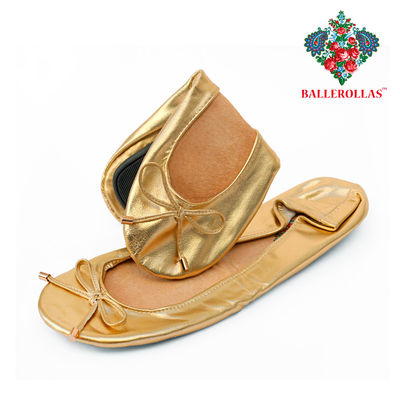 Faltbare Ballerinas Ballerollas - faltbare Wechselschuhe zum Mitnehmen - gold - Foto 2