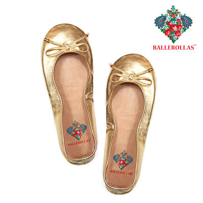 Faltbare Ballerinas Ballerollas - faltbare Wechselschuhe zum Mitnehmen - gold - Foto 3