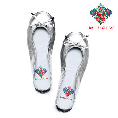 Faltbare Ballerinas Ballerollas - faltbare Wechselschuhe zum Mitnehmen - silber - Foto 2
