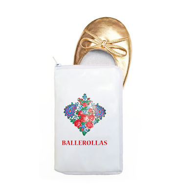 Faltbare Ballerinas Wechselschuhe zum Mitnehmen - Ballerollas - gold