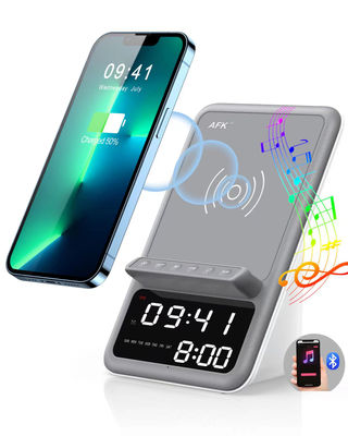 Fast Wireless Charger Bluetooth Speaker Alarm Clock,Qi-Enabled Wireless Charging - Foto 2