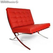 Fauteuil Barcelona Chair pu Rouge