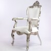 fauteuil baroque carved - colori: bois argenté et simili cuir blanc