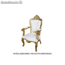 fauteuil baroque carved - colori: bois doré et simili cuir blanc