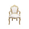 fauteuil baroque doée et simili cuir blanc gamme esay