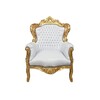 fauteuil baroque doré et simili cuir blanc gamme easy