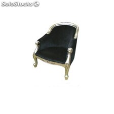 fauteuil baroque doré louis tub - colori: bois argenté et velours noir