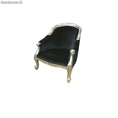 fauteuil baroque doré louis tub - colori: bois argenté et velours noir
