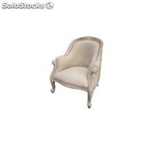 fauteuil baroque doré louis tub - colori: bois cérusé et lin beige