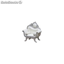 fauteuil baroque doré vctoria - colori: bois argenté et simili cuir blanc