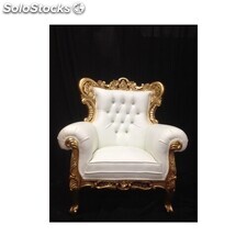 fauteuil baroque prince new - colori: bois doré et simili cuir blanc