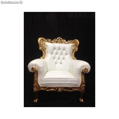 fauteuil baroque prince new - colori: bois doré et simili cuir blanc