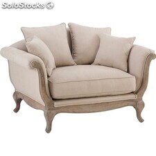 fauteuil baroque tissu beige - colori: tissu beige et bois claire