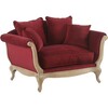 fauteuil baroque tissu beige - colori: tissu rouge et bois claire