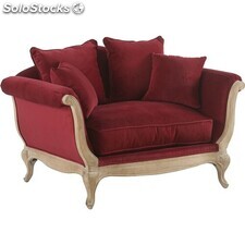 fauteuil baroque tissu beige - colori: tissu rouge et bois claire