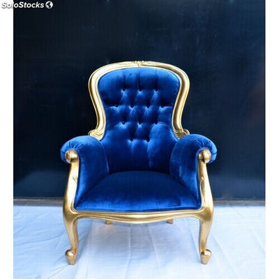 fauteuil baroque velours rouge grandfather - colori: bois doré et velours bleu