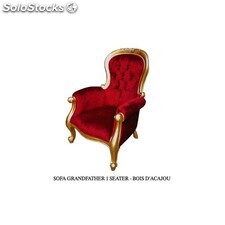 fauteuil baroque velours rouge grandfather - colori: bois doré et velours rouge