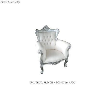 fauteuil baroque velours rouge prince - colori: bois argenté et simili cuir