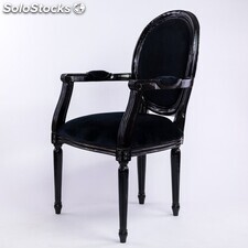 fauteuil cabriolet louis xvi - colori: bois noir et velours noir