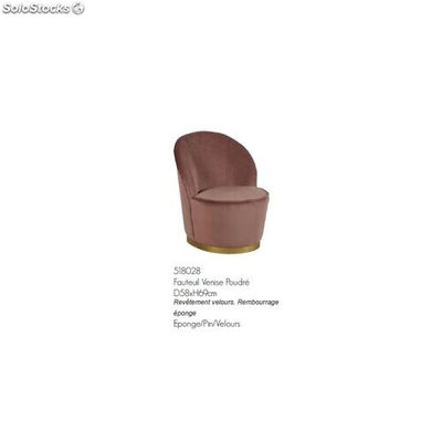 fauteuil chauffeuse en velours bordeaux - colori: rose poudré