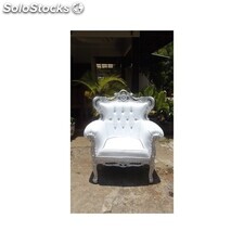 fauteuil rococo argent et blanc prince new