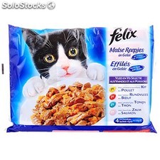 Felix Patee Pour Chat Effiles Viandes Poissons Les 4 Sachets De 100 G