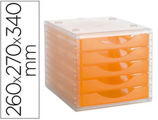 Fichero cajones de sobremesa archivo 2000 apilable 5 cajones naranja translucido