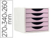 Fichero cajones de sobremesa q-connect 5 cajones color rosa pastel 270x340x260