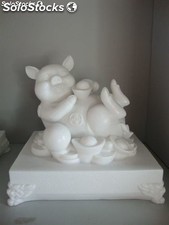 Figura de animales de mármol blanco, escultura de mármol blanco Cerdo / Chancho