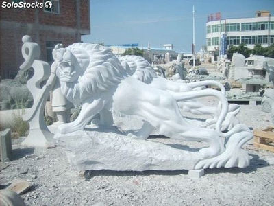 Figura de animales de piedra tallada León, estatua de granito