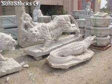 Figura de animales para jardín modelo Tigre, piedra tallada totalmente a mano