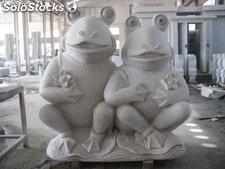 Figura de animanles Ranas sentados, estatuas de piedra tallada