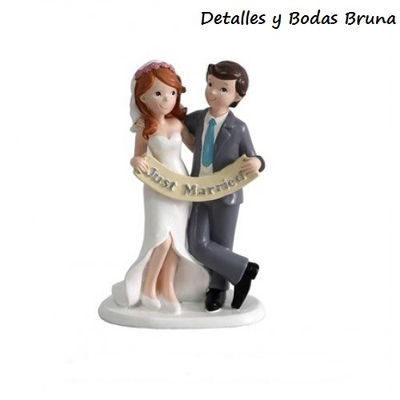 Figura de Tarta Novios Just Married. Figura pastel para boda