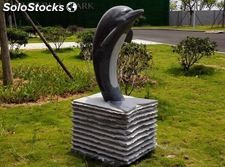 Figura decorativa delfín para jardín estatuas en piedra natural de granito 120cm