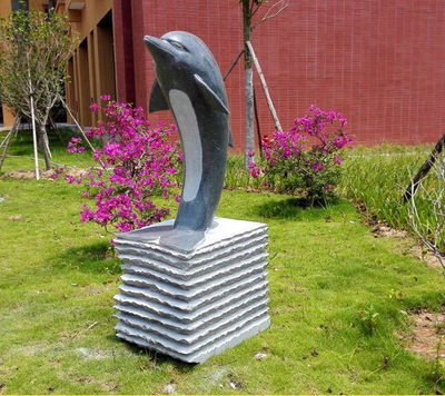 Figura decorativa delfín para jardín estatuas en piedra natural de granito 120cm - Foto 2