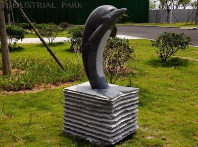 Figura decorativa delfín para jardín estatuas en piedra natural de granito 150cm