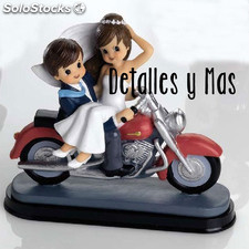 Figura novios en Harley. Figuras para tarta