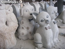 Figuras de animales de piedra tallada, estatuas de granito Perros