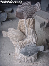 Figuras de Peces de granito, figuras de piedra tallada
