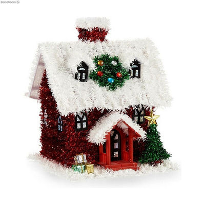 Figurka Dekoracyjna Boże Narodzenie Łańcuch Dom 19 x 24,5 x 19 cm Czerwony Biały