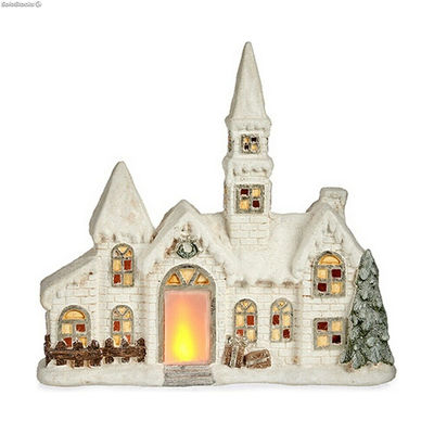 Figurka Dekoracyjna Boże Narodzenie Światło LED Dom 11 x 47,5 x 49 cm Biały Poly
