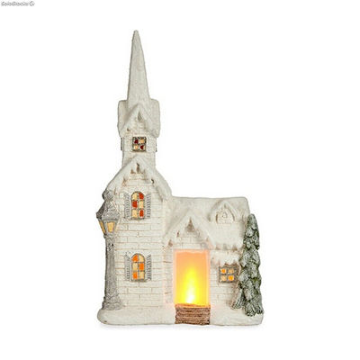 Figurka Dekoracyjna Boże Narodzenie Światło LED Dom 11 x 53 x 28,5 cm Biały Poly